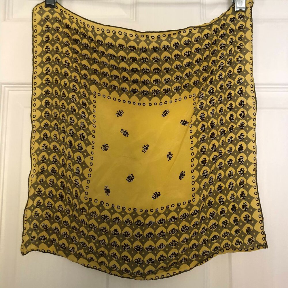 Vintage Bee Print Silk Handkerchief